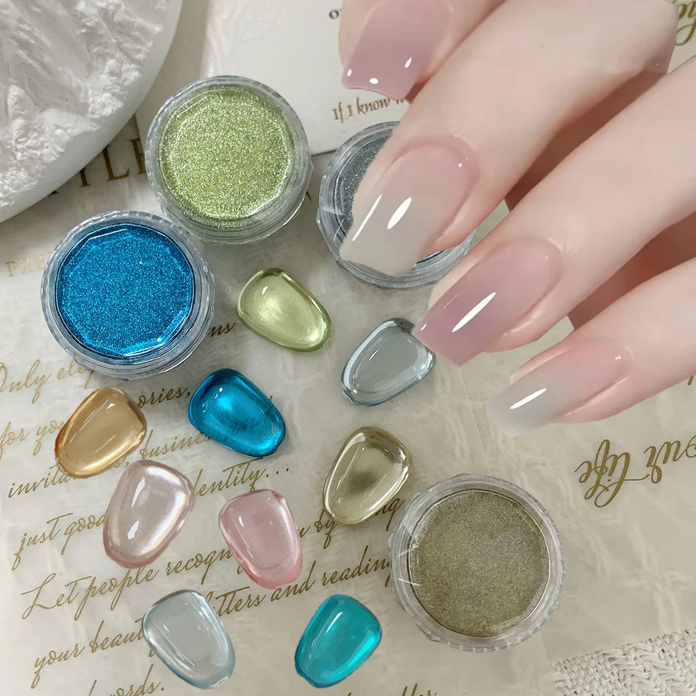 New Nail Art Mint Mambo Magic Mirror Powder,0.5g 10-color Summer Girl Super Sparkling Mirror Powder Low Saturation Nail Dust #%