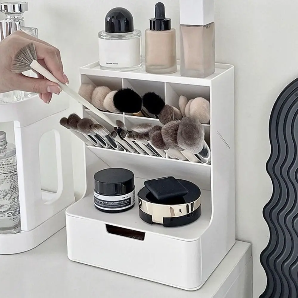 

6-Grid Desktop Storage Drawers Stackable Design Oblique Insertion Oblique Pen Holder Solid Color Space-saving