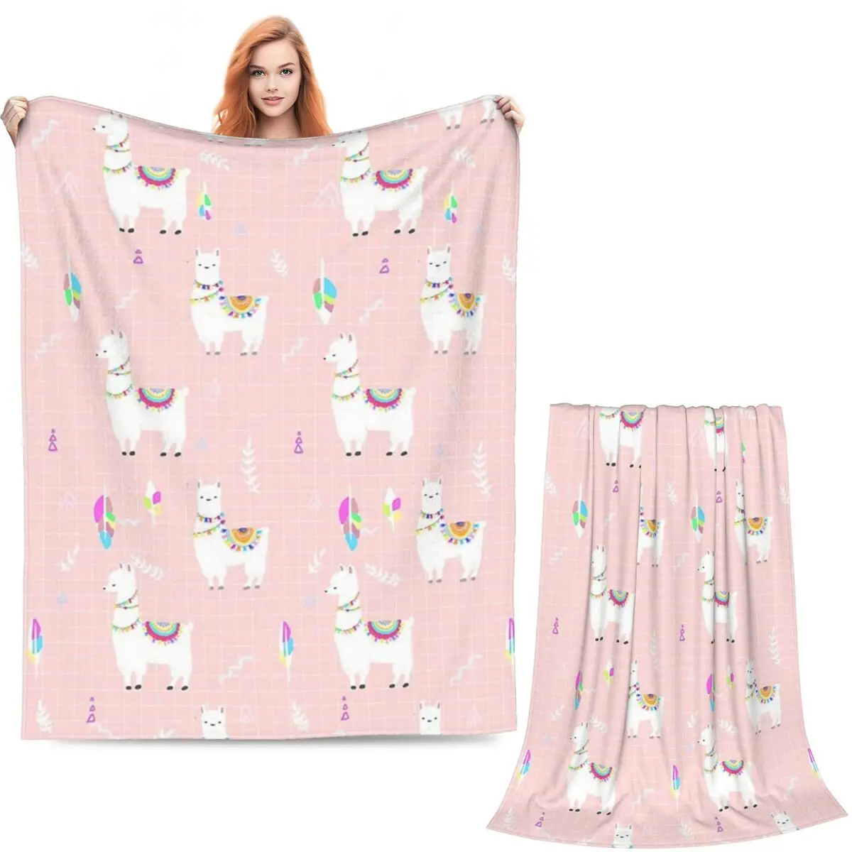 Llama Alpaca Animal Blankets Soft Warm Flannel Throw Blanket Plush for Bed Living room Picnic Travel Home Couch