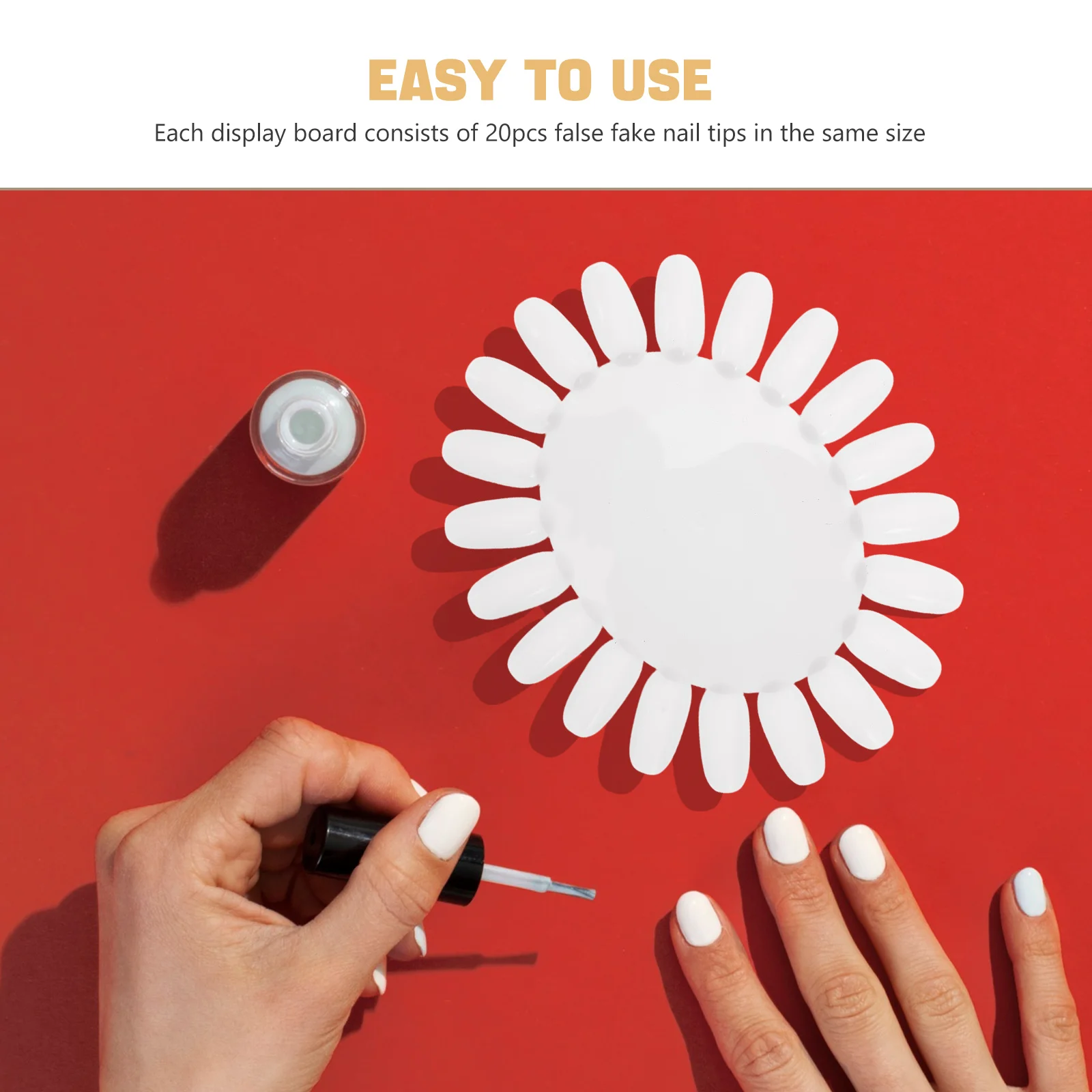 10 Stück Nagellack-Anzeigetafel, beige, sonnenblumenförmiges Acryl, jeweils 20 Tipps für Nagelkunst-Übungsrad, professionelle Salongebrauch