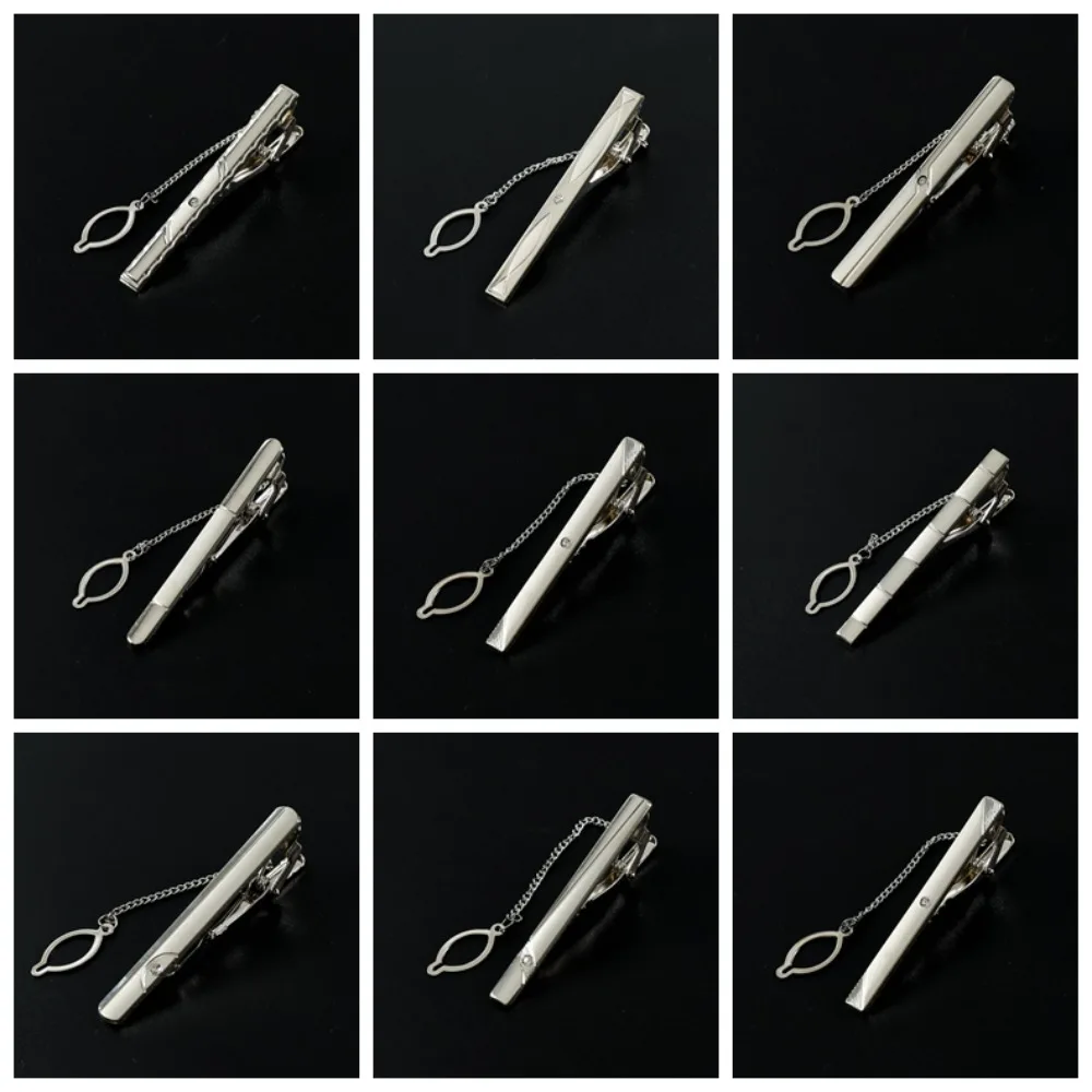 New Iron Tie Clip Geometric Modeling Silvery Tie Pin Business Style Minimalist Suit Accessories Men