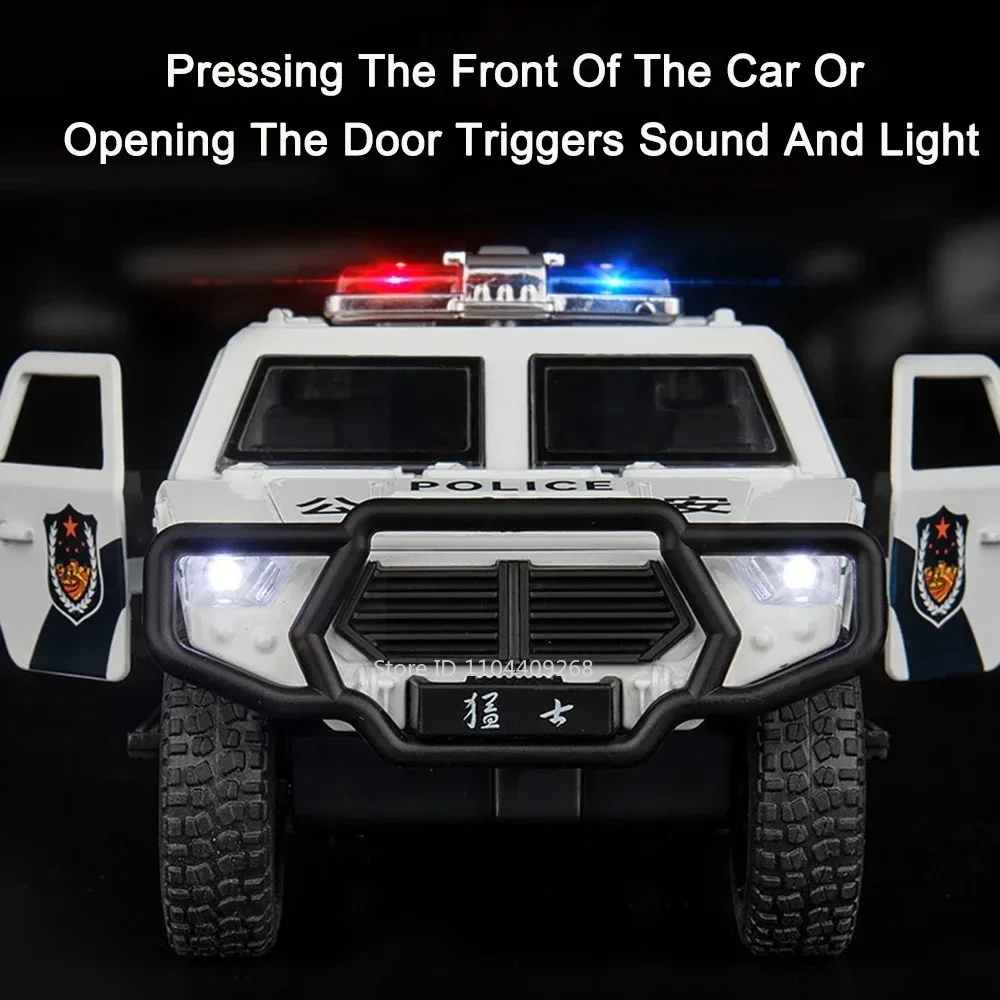 경찰 자동차 모델 장난감 금속 다이캐스트 풀백 도어 열기 차량 모델 소년 휴일 선물