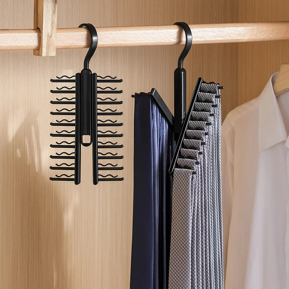 

2pcs Tie Hanger Rack Closet Scarf Belt Organizer Storage Foldable Pp Material Multi-Functional Hanging Wardrobe Solution Large