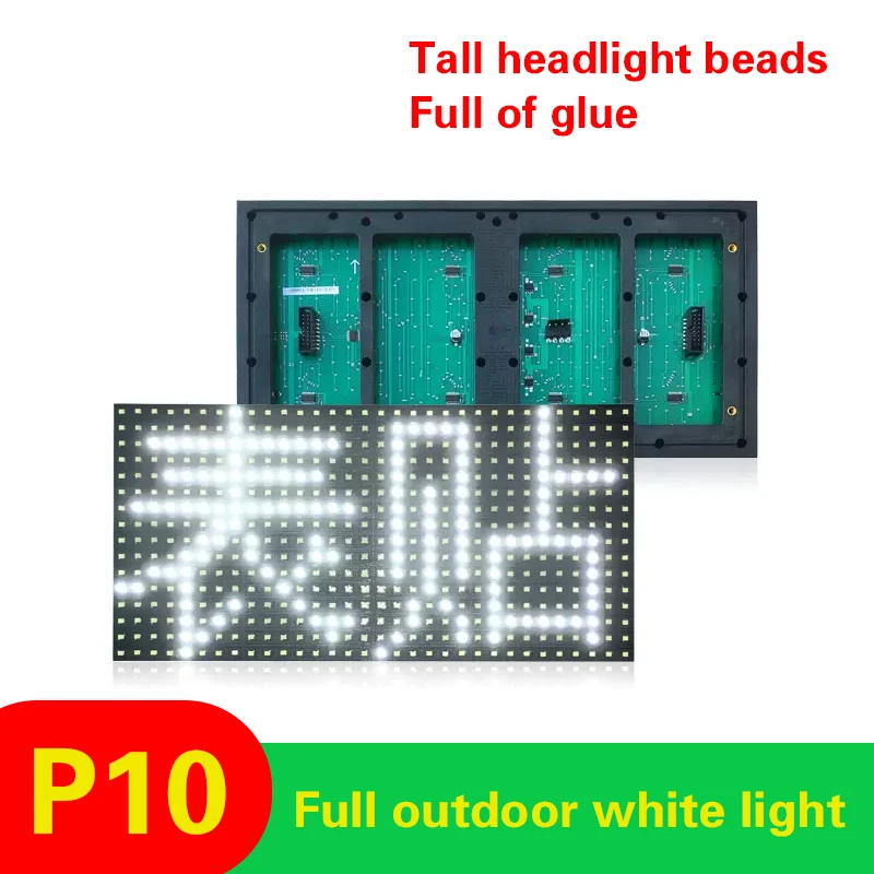 

Surface mount P10 full outdoor single white bright word led scrolling screen billboard no dead light display unit board