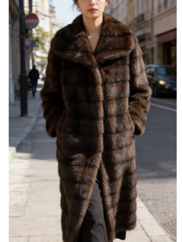 DFDG المرأة 2025 ايكو فو السمور شال فرو طوق مصمم معطف الشتاء الفاخرة الدافئة المألوف تيدي سترة معطف مميز #3