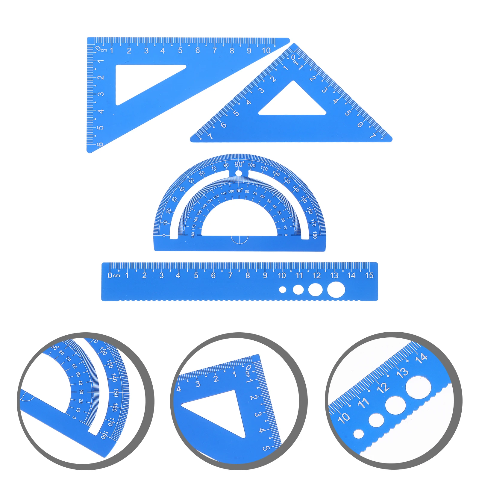 

Aluminum Alloy Ruler Protractor Set Triangle Drawing Blue Office Student Math Tools Drafting Kit Precision Measuring