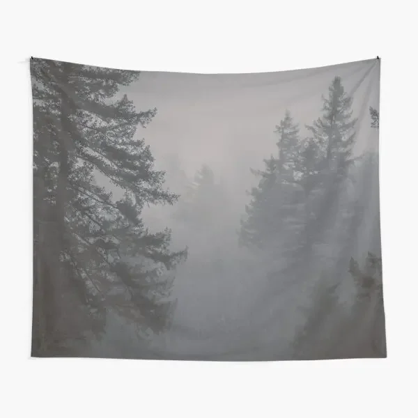 Forest Fog Black And White Trees On A  Tapestry Decor Bedroom Home Art Decoration Mat Yoga Room Blanket Hanging Colored Towel