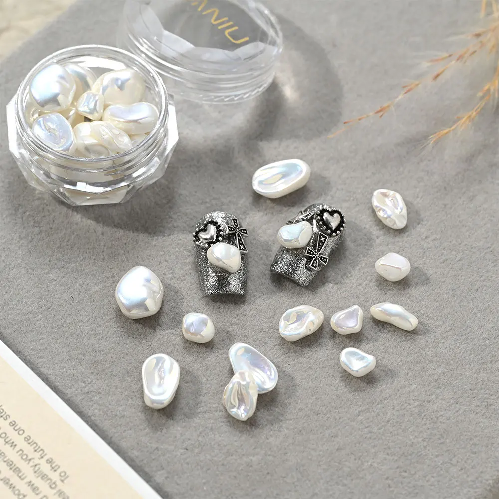 20 قطعة دلايات اللؤلؤ الراتنج غير النظامية ، ثلاثية الأبعاد مسمار الفن زينة أشكال مختلطة لمستلزمات صالون الأظافر هلام ، ملحقات مانيكير ذاتية الصنع #5