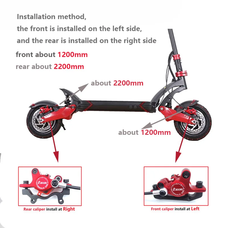 Zoom Electric Scooter Hydraulic Disc Brake Power-Off Cut Off oil brake W 140mm Rotor For Zero 10X 11X KUGOO G1 Kukirin VSETT