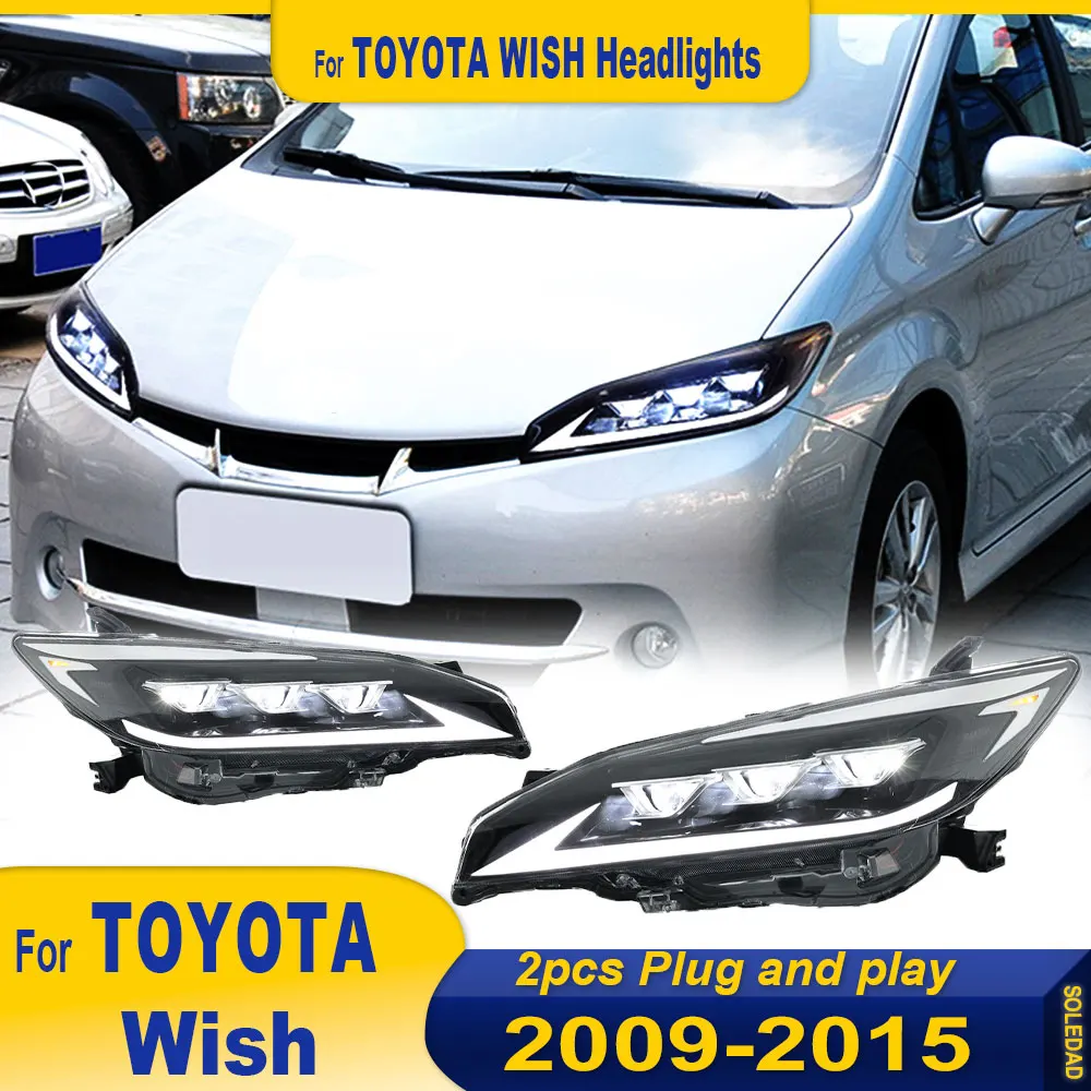 Car Head Lamp For Toyota Wish Headlight 2009-2015 Full LED Car Lamps Daytime Running Lights Dynamic Turn Signals Car Accessories