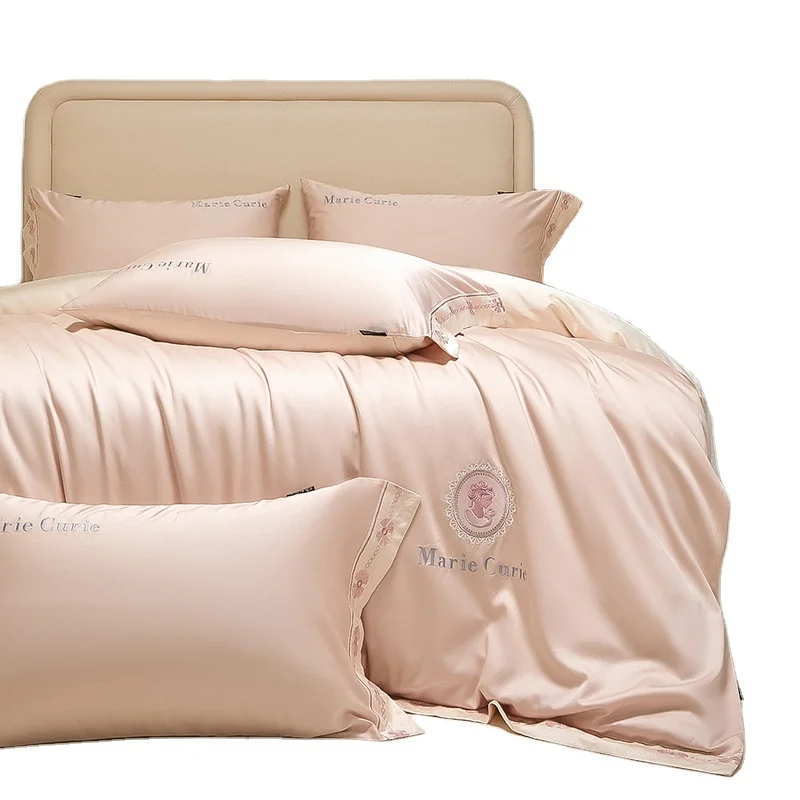 

Long Staple Cotton Solid Embroidery Cover Bed Sheets Cotton Set Cotton Bed Sheets King Size Bedding Set