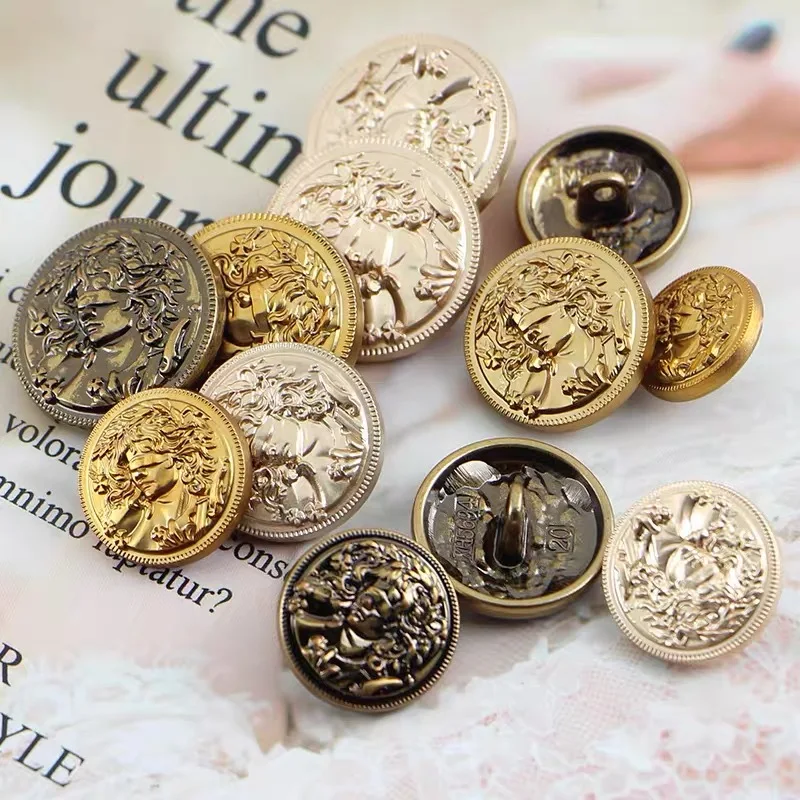 10Pcs Non-mainstream Head Portrait Metal Buttons Vintage Coat Jacket Hand-sewn Buttons