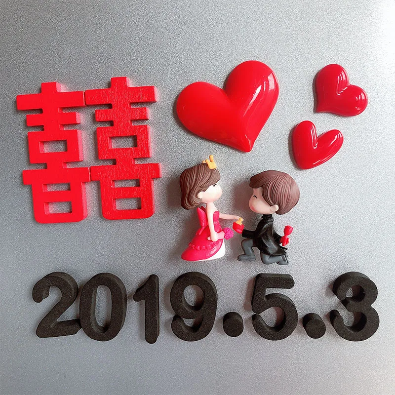 Chinese style couple getting married with double happiness words refrigerator sticker