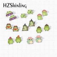 New Cute Funny Cool Frog with Fruits Mushroom Epoxy Acrylic Resin Stud Earrings Handcraft Earrings