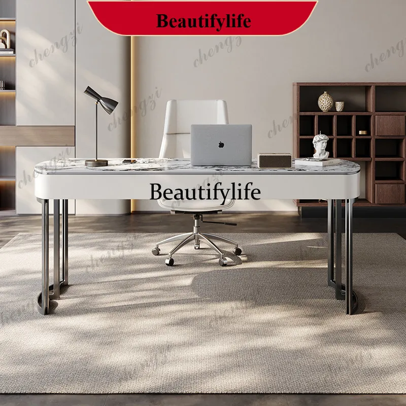 

YL Italian Luxury Sintered Stone Office Desks Modern Minimalist Writing Desk Computer Desk High-End Executive Office Furniture