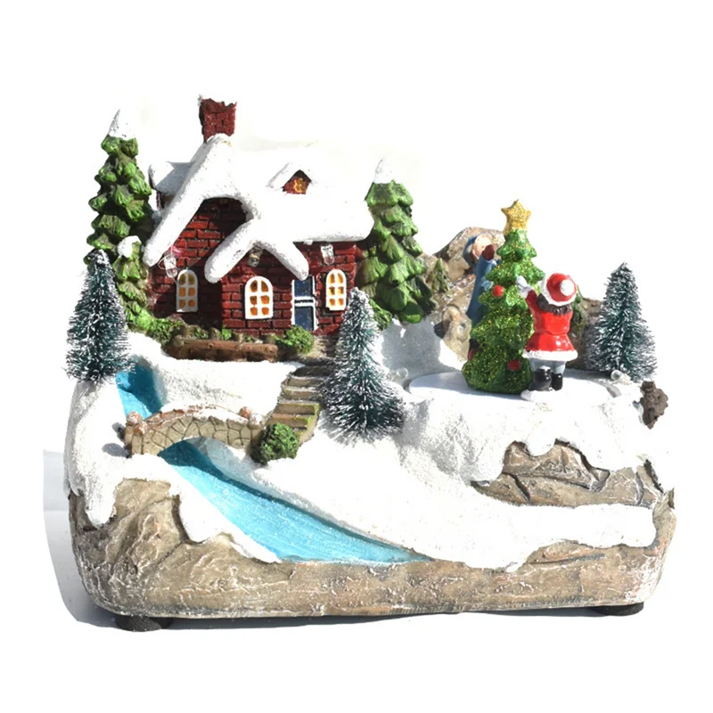 Christmas Glowing Christmas Houses Village Christmas Decorations Snow House with LED Lights for Home Decor B