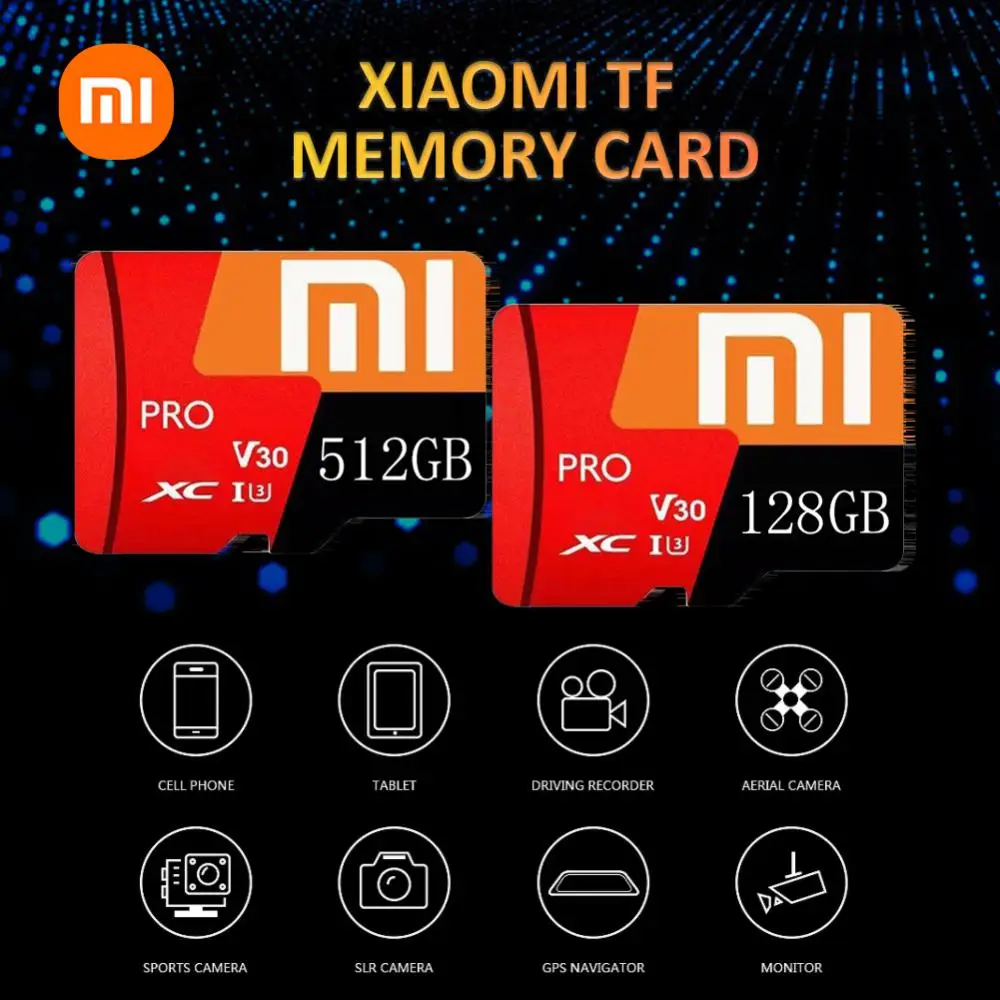 Xiaomi 2TB SD Memory Card V30 128GB Micro TF/SD Card Class 10 High Speed Flash Memory Card 512GB 256GB SD Card For Camera Phone