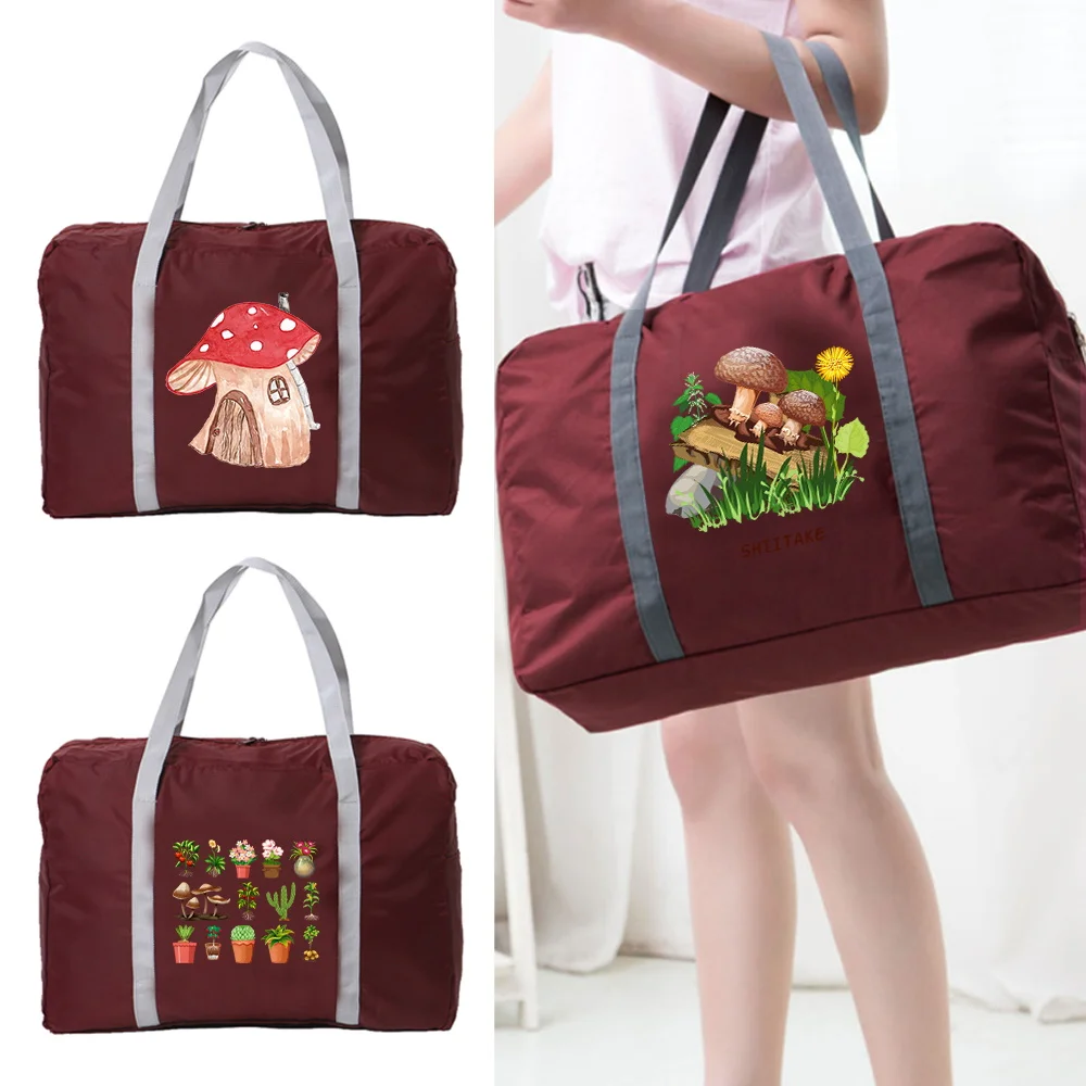 Nylon Foldable Travel Bags Women Large Capacity Bag Luggage Unisex Holiday Accessories Handbags Mushroom Pattern Men Travel Bag