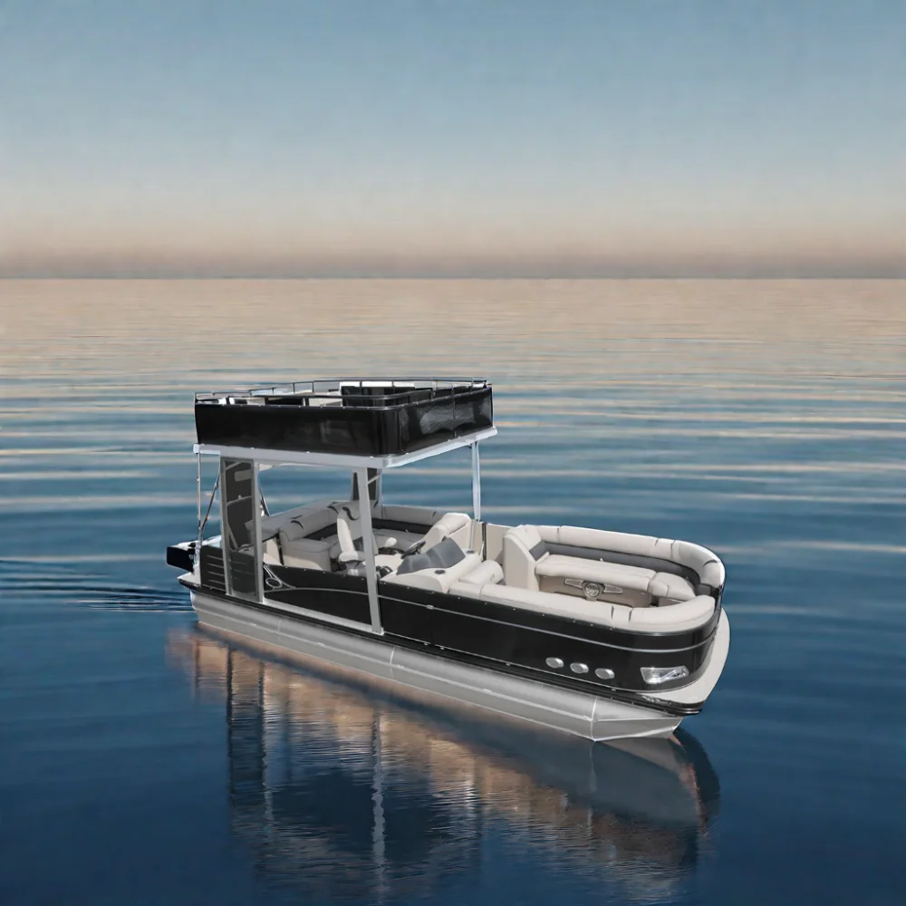 FL Customized Wholesale 2026 Aluminum Luxury Fishing Jet Catamaran Sport Style Pontoon Boat With Slide for Outdoor Floating Use