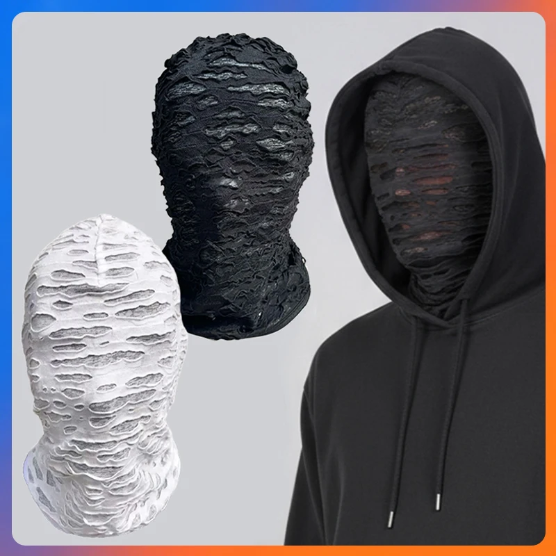 Image of Gothic Punk Distressed Ripped Face Mask Ftxo – Komfortabler Sitz, winddicht, für Skifahren, Radfahren, Halloween, Street Style