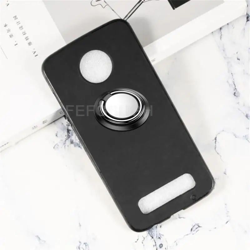 For Motorola Moto Z2 Play XT1710-01/07/08/10 Back Ring Holder Bracket TPU Soft Silicone Phone protect Case Anti falling shell