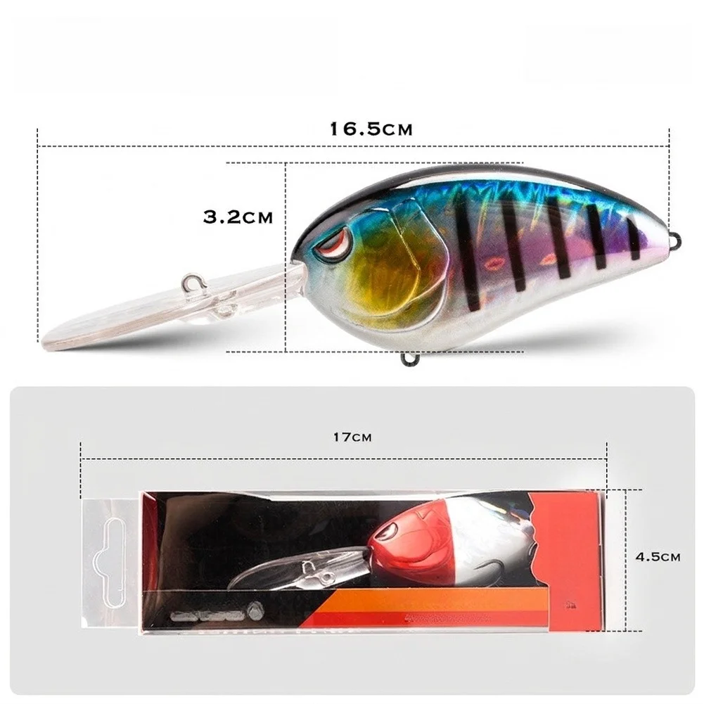 16.5cm Crankbait Lure with Extended Lip for Controlled Descent and Responsive Action in For Trout Bass Fishing Scenarios