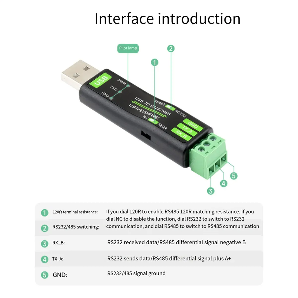ABGN  USB to RS232/485 Serial Communication Converter FT232RNL for Linux Android Win 11/10/8.1/8/7
