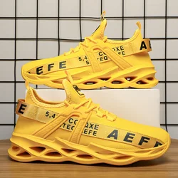 New Blade Yellow Man Running Shoes Knit scarpe da Jogging leggere e traspiranti moda uomo Casual Outdoor Sneakers da uomo antiscivolo