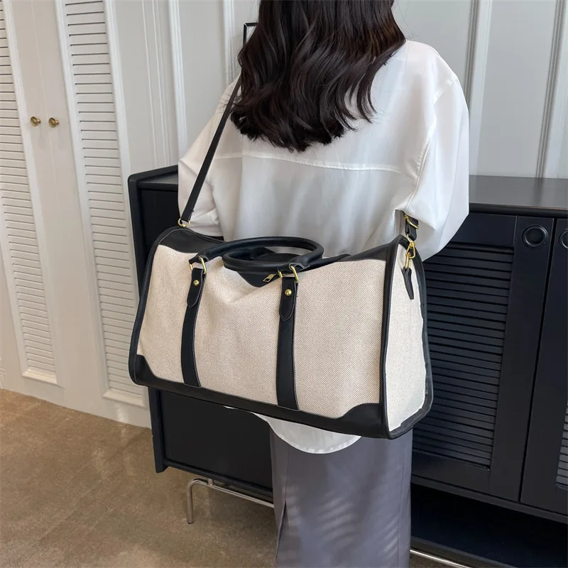 Bolso de viaje de gran capacidad para mujer, bandolera de lona de estilo moderno, portátil, para Fitness, novedad de 2023