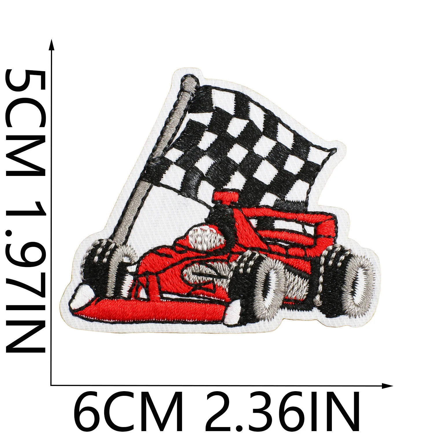

Popular Racing Car Embroidery Patchwork Race Checkered Flag New Decorative Patch Signal Light Sports Car Embroidery Logo