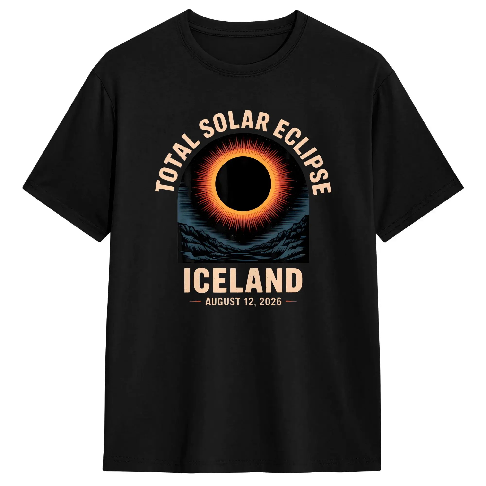 Total Solar Eclipse Iceland August 12 2026 Cotton T Shirt For Couple Summer  Vintage T Shirts Trending Tee Shirt Design Clothing