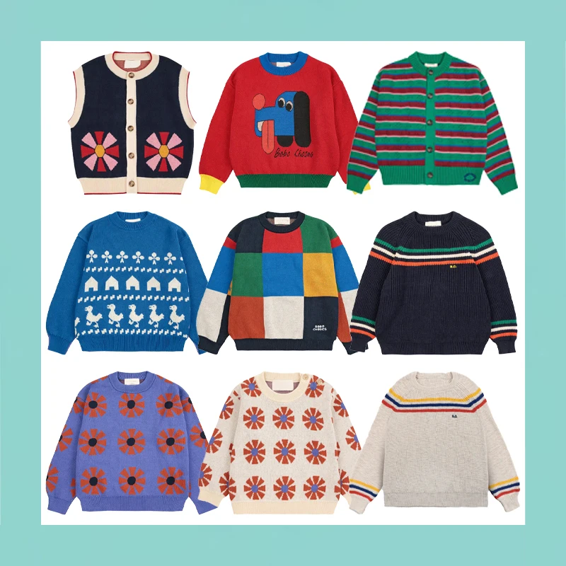 

2025 New Autumn Winter Children's Long-sleeved Sweater Boys Girls Cartoon Embroidered Knitted Sweater Kids Fashion Clothing