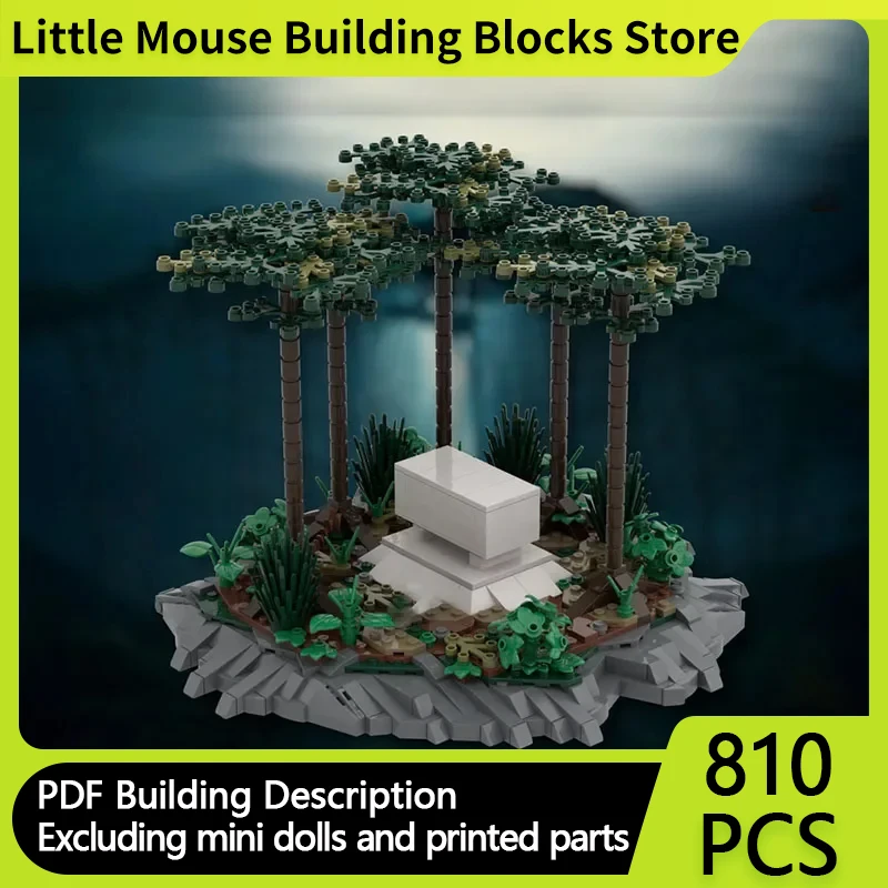 Street View Model MOC Building Bricks White Cemetery In The Forest Modular Technology Gifts Holiday Assemble Children Toys Suit