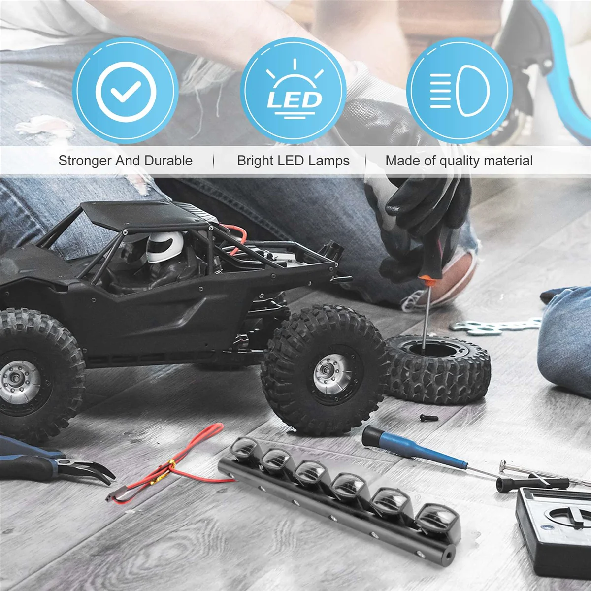 RC รถ Light Bar ชุด 6 LEDs Body Shell ไฟหลังคาสําหรับ 1/10 RC Crawler รถรถบรรทุกอุปกรณ์เสริม