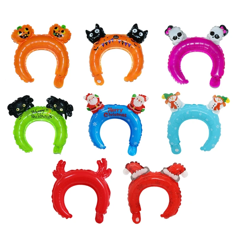 

50 Pieces/Pack Inflatable Christmas Balloon Headband 8 Design Hair Clasp Decor Dropshipping