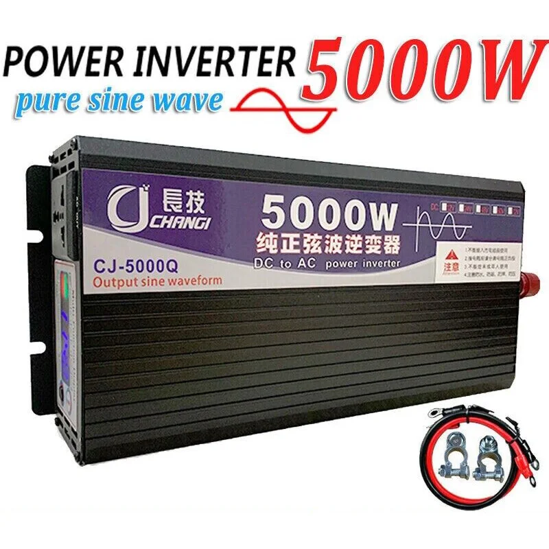 Pure Sine Wave Inverter 5000W DC 12V / 24V 48V to AC 110V / 220V LCD Display Power Inverter for RV Truck Boat Car