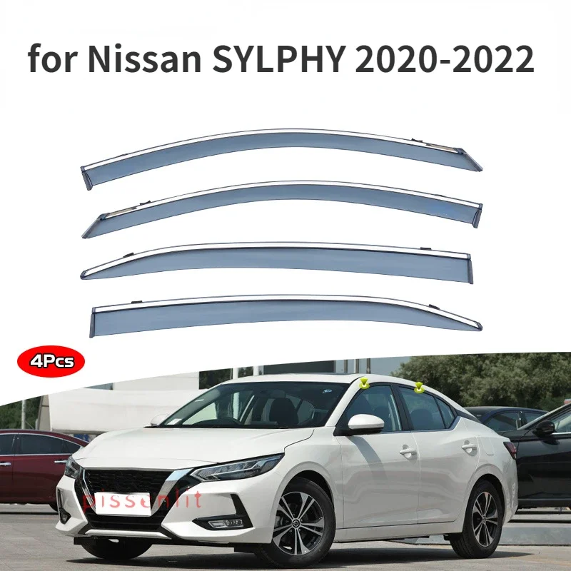 For Nissan SYLPHY 2006-2022 Accessories Window Trim Chrome Visors Wind Rain Guard Roof Sun Rain Shade Vent Visor Spoiler Wing