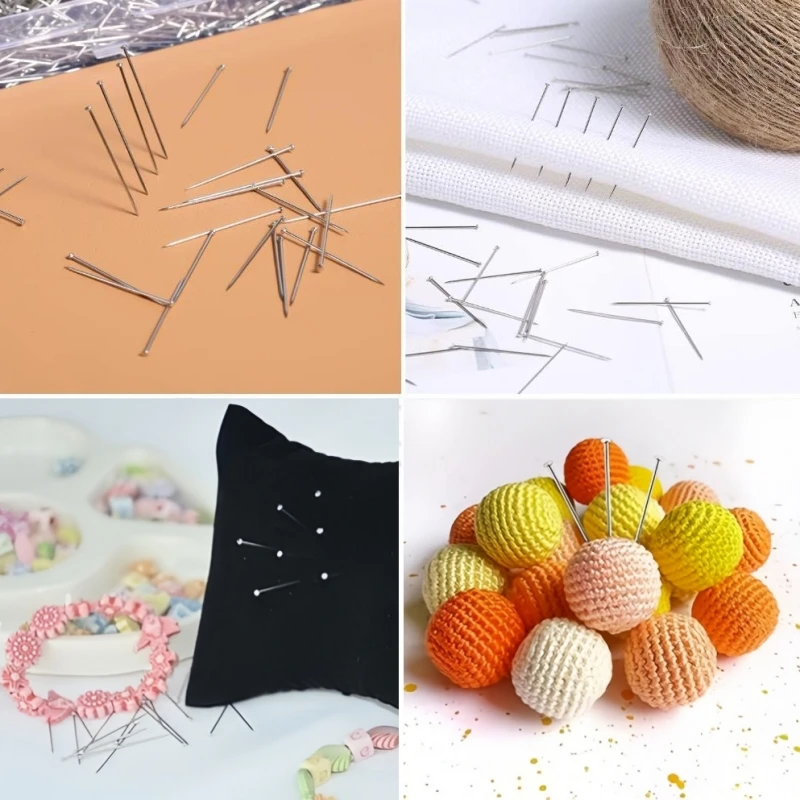 300 Stück 35mm Edelstahl-Nähnadeln, Gerade Nähnadeln mit feinem Satinkopf für DIY-Schmuckherstellung und Nähwerkzeuge – Detail 4