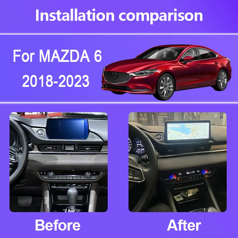 10.25 INCH For Mazda 6 2018-2023 Android 14 8G+256G Car Radio Player Navigation GPS Oct-Core Radio Multimedia 4G WIFI QLED