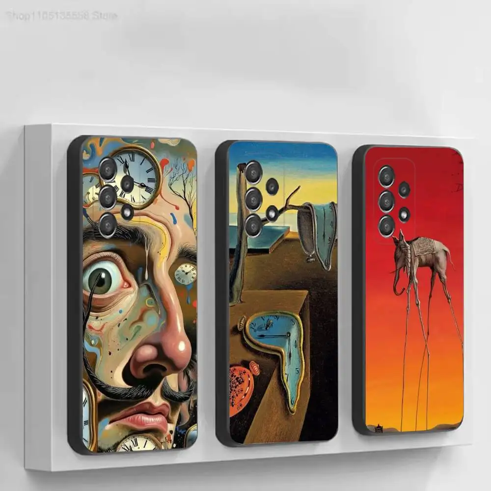 Salvador Dali A-Art Black Protective Cell Cover For Samsung S26 25 24 23 22 21 20 10 10E Plus FE Ultra Note Soft case