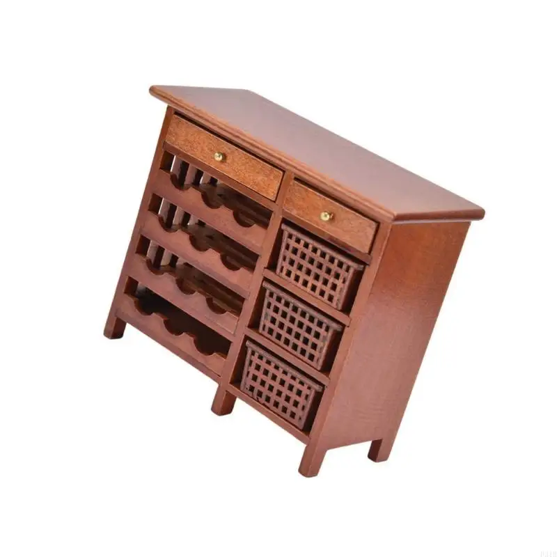 Cabinet d'affichage à vin en bois miniature pour les accessoires maison poupée meubles d'affichage parfait pour les