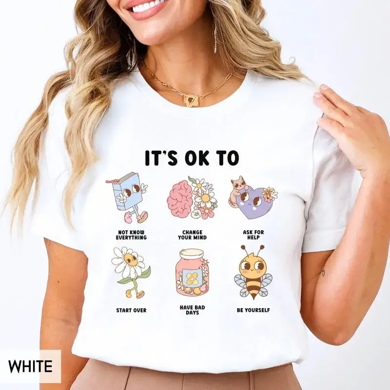 Teacher T Shirt School Counselor Its Ok To Feel Mental Health Matters You Matter Positive Be Yourself Classroom Affirmation