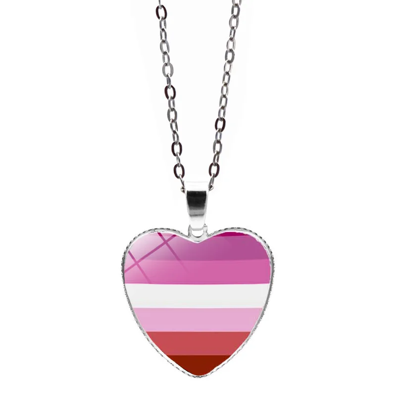 Rainbow Pride Peach Heart Necklace Girl Love Pendant Fashion Classic Gift