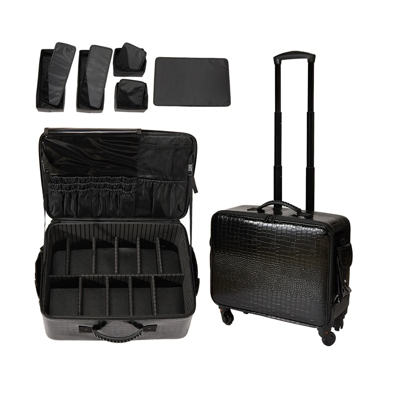 

Luxury Crocodile Patterned Suitcase Trolley Luggage New Large Capacity Cosmetic Case Portable Travel Storage Bag Organizer Bag