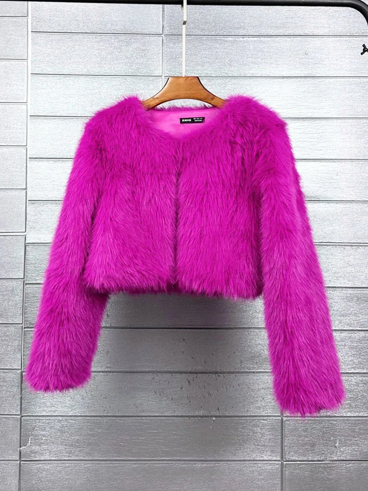 ZADORIN Fashion Colorful Fluffy Faux Fur Jacket Women 2024 Solid Cropped White Pink Faux Fur Coat Women Jackets Winter Fur Coats