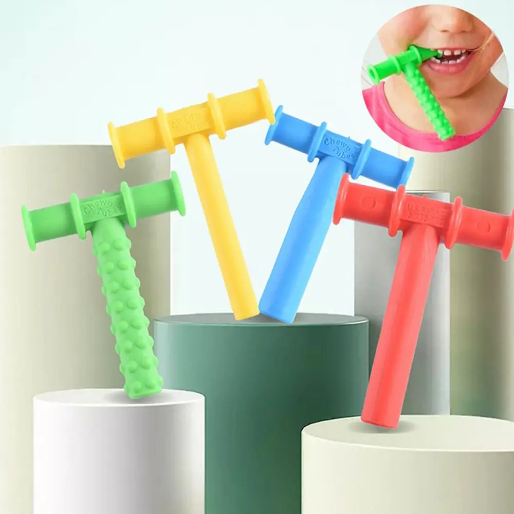 

T Shape Oral Muscle Training Tool Silicone Sensory Educational Speech Therapy Teeth Massager Rodent Gum Washable