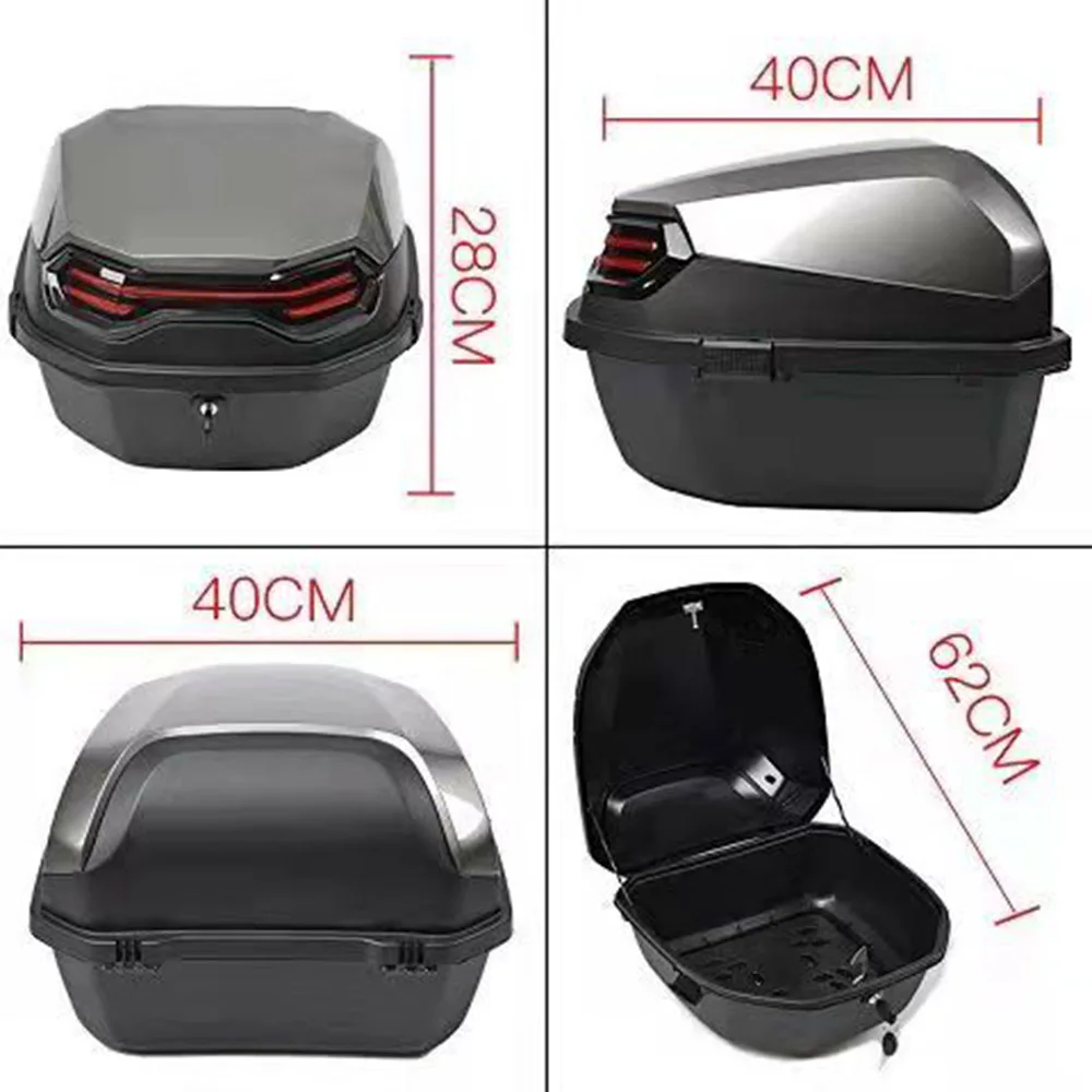 Motorcycle Tour Tail Box Scooter Trunk Luggage Top Lock Storage Carrier Case with Soft Backrest and Quick-Release System