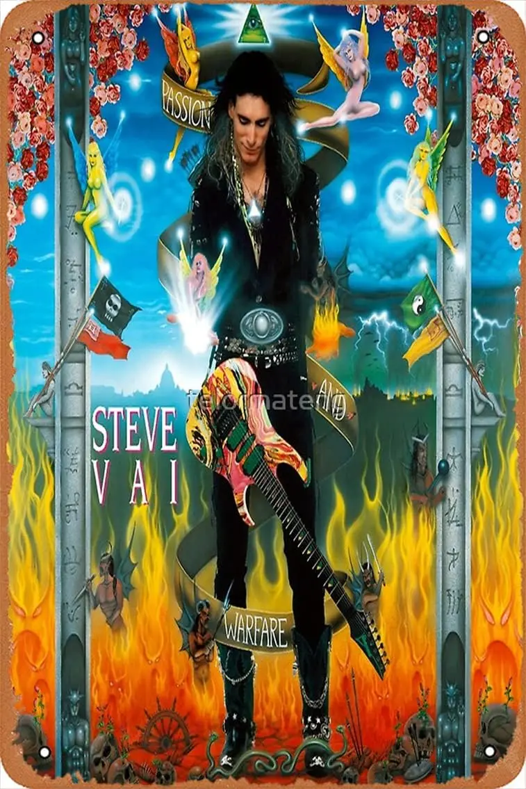 GUITARIST MUSIC STYLE STEVE VAI 2016 Poster Retro Metal Tin Vintage Sign 12 X 8 Inch Home Bar Man Cave Wall Decor 8 x 12 Inch