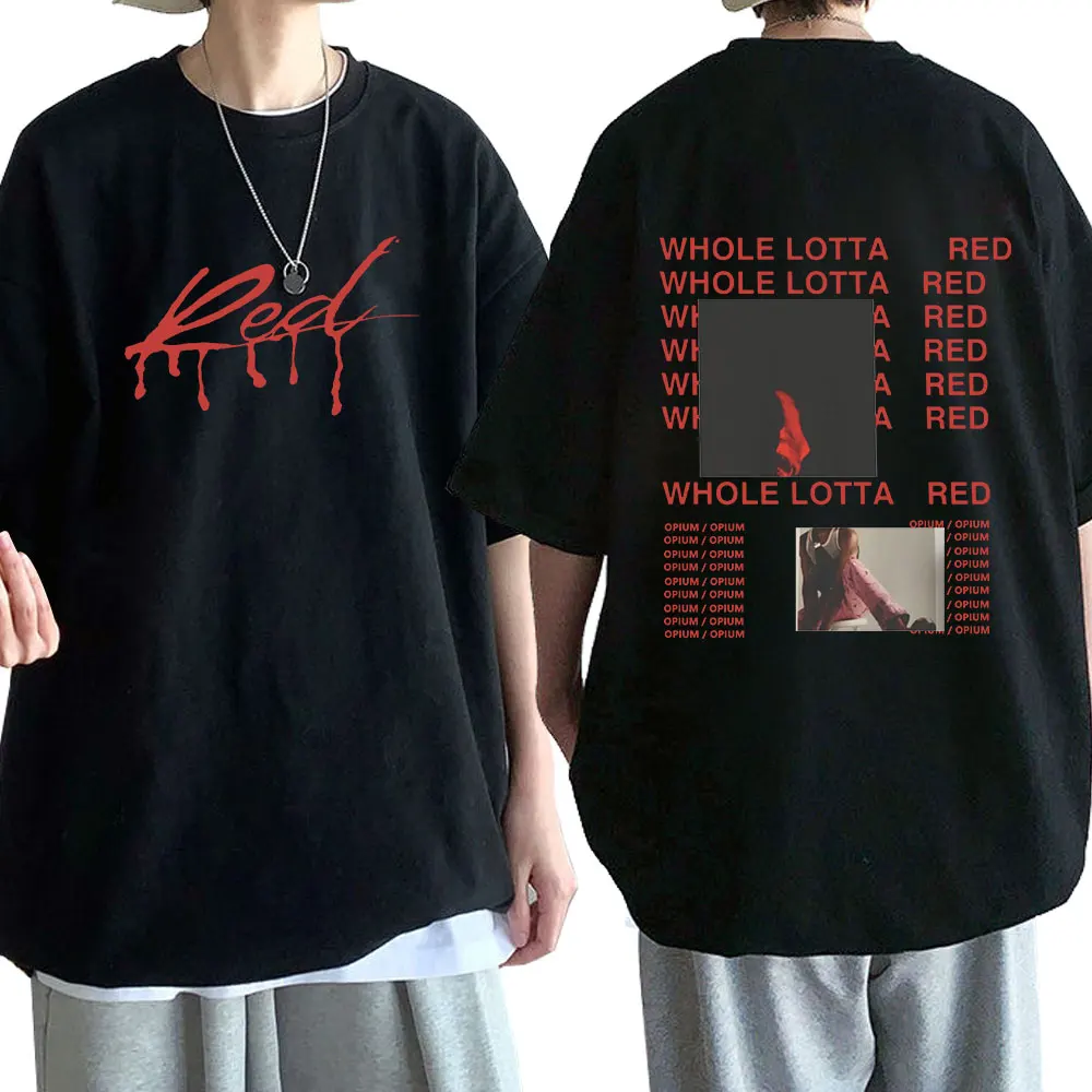 Rapper Playboi Carti T Shirt Album Whole Lotta Red Opium Merch T Shirts Men Women Fashion Hip Hop Oversized T-shirt Streetwear