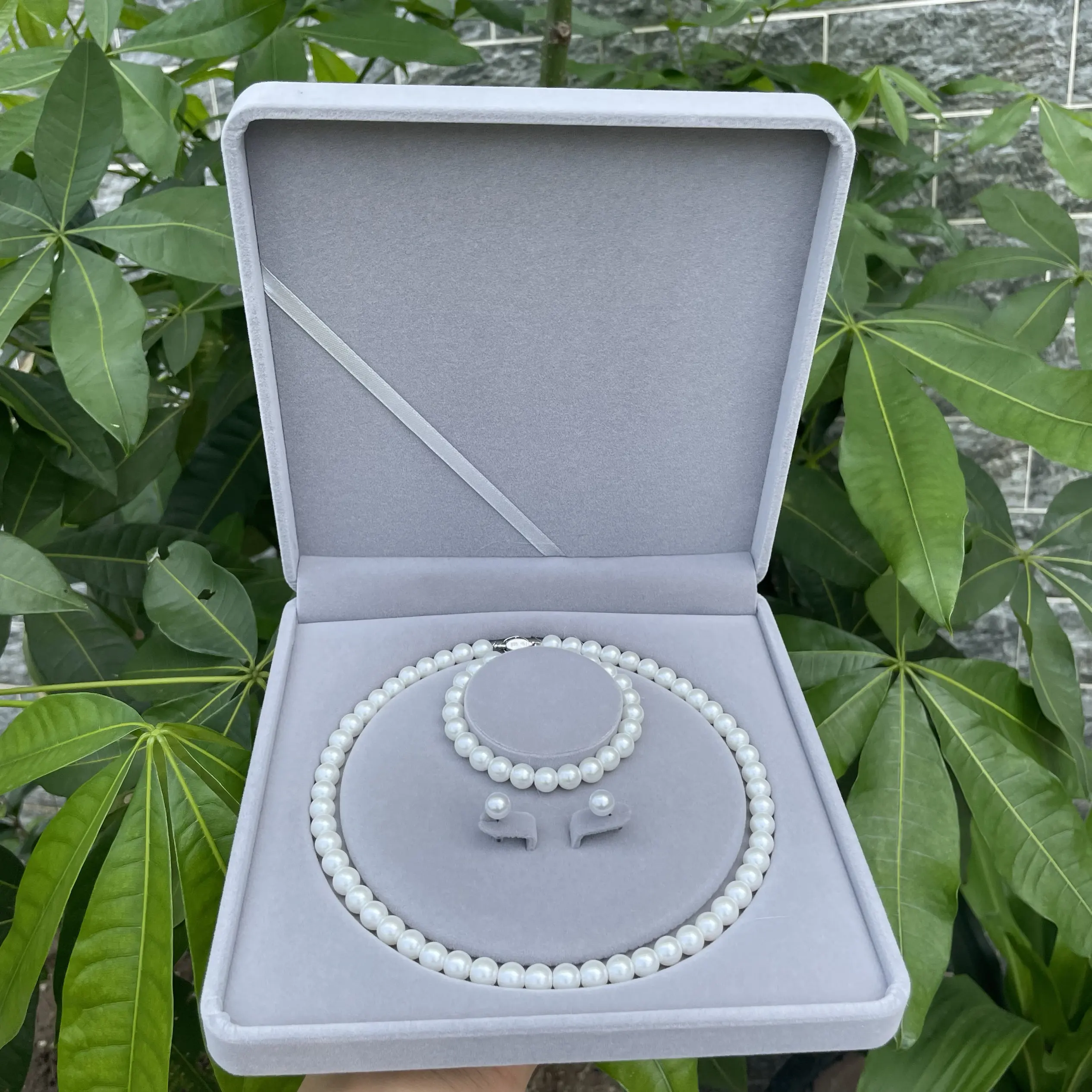 

Набор из 3 предметов: ожерелье из натурального жемчуга 18 дюймов + браслет 7,5-8 дюймов + серьги, класс AAAA, 8-9 мм/925 пробы